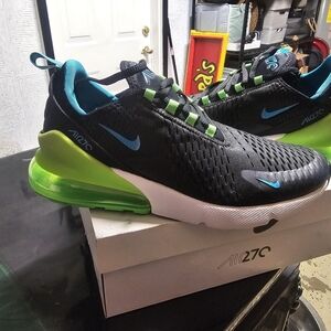 Nike Air Max 270 Black with Green and Blue Accents